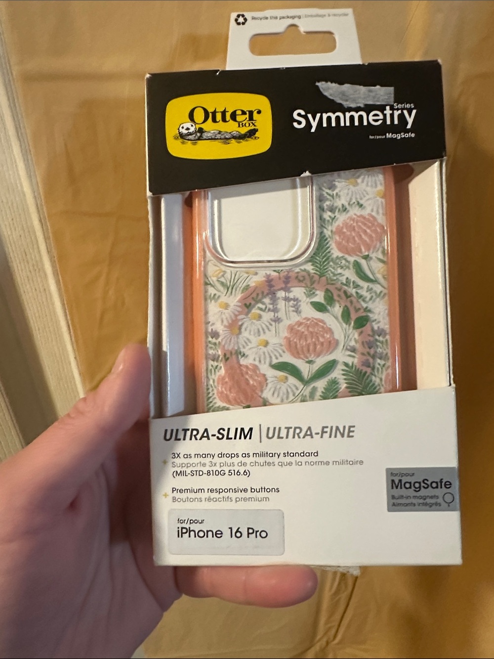 OtterBox iPhone 16 PRO Symmetry Series Case with MagSafe - Peachy Bloom